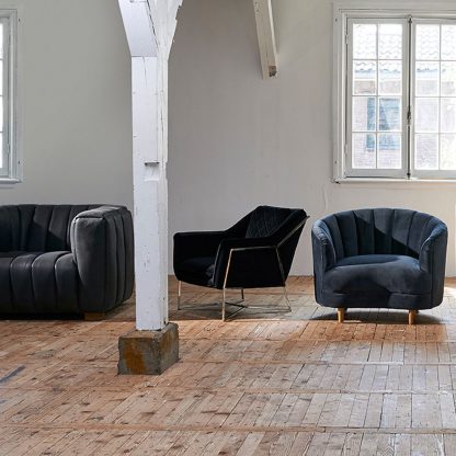 Rivièra Maison: Walker Park Armchair, velvet, black – Bild 3