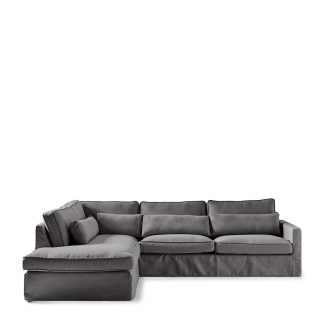 Rivièra Maison: Brompton Cross Corner Sofa Chaise Longue Left, oxford weave, classic charcoal