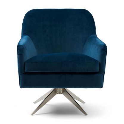 Rivièra Maison: Fawcett Swivel Chair, velvet, ocean blue