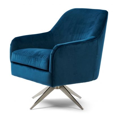 Rivièra Maison: Fawcett Swivel Chair, velvet, ocean blue – Bild 2