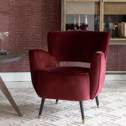 Rivièra Maison: Laurel Armchair, velvet III, burgundy – Bild 2