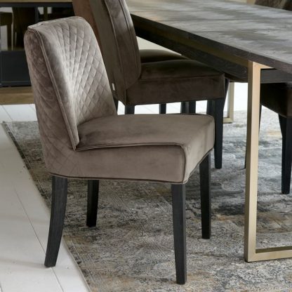 Rivièra Maison: Bridge Lane Dining Chair Diamond Stitch, velvet III, anthracite – Bild 6