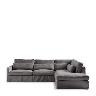 Rivièra Maison: Brompton Cross Corner Sofa Chaise Longue Right, oxford weave, classic charcoal