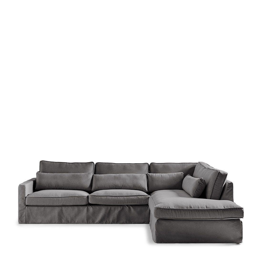 Rivièra Maison: Brompton Cross Corner Sofa Chaise Longue Right, oxford weave, classic charcoal