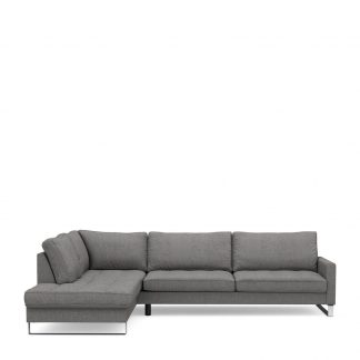 Rivièra Maison: West Houston Corner Sofa Chaise Longue Left, oxford weave, classic charcoal