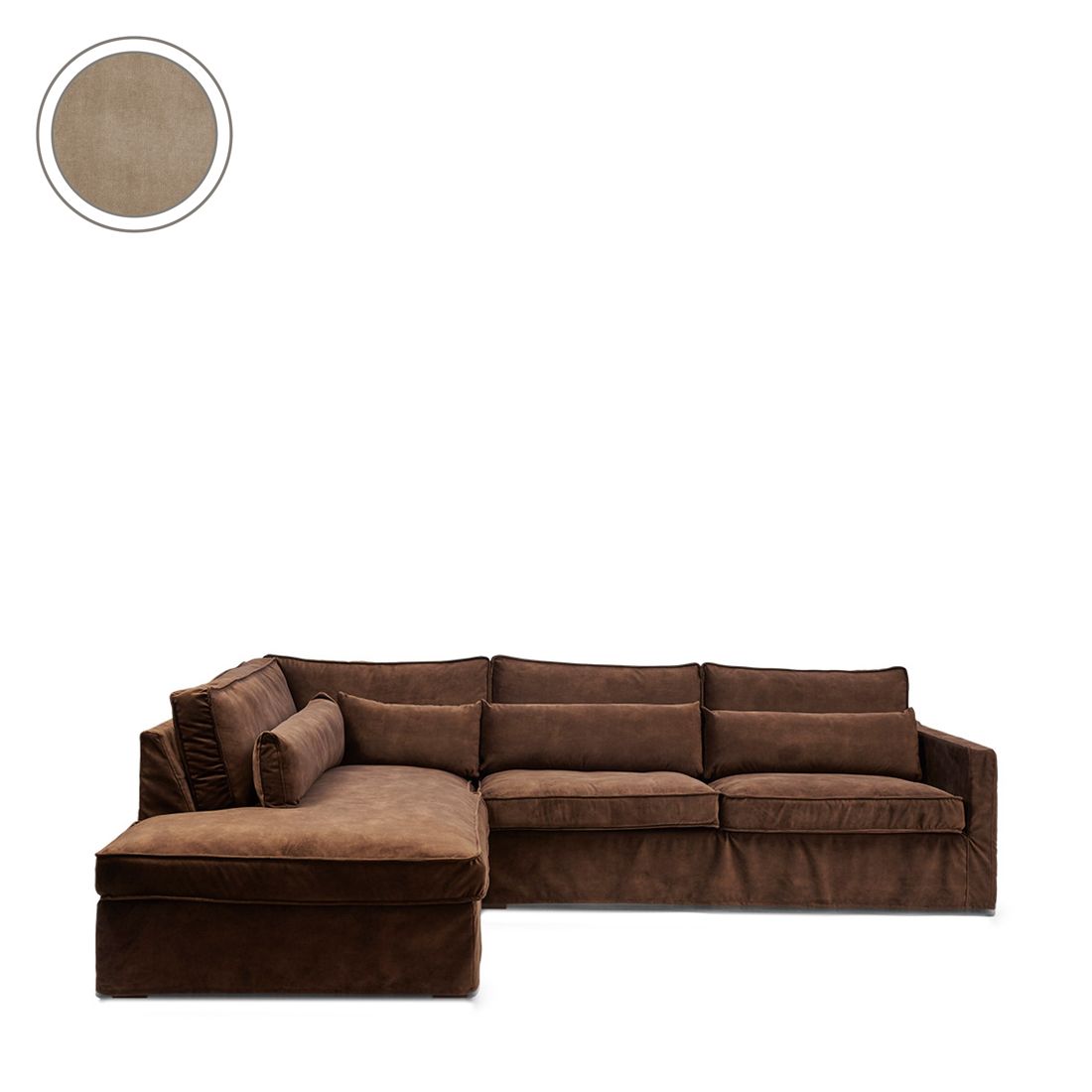 Rivièra Maison: Brompton Cross Corner Sofa Chaise Longue Left, velvet, golden beige