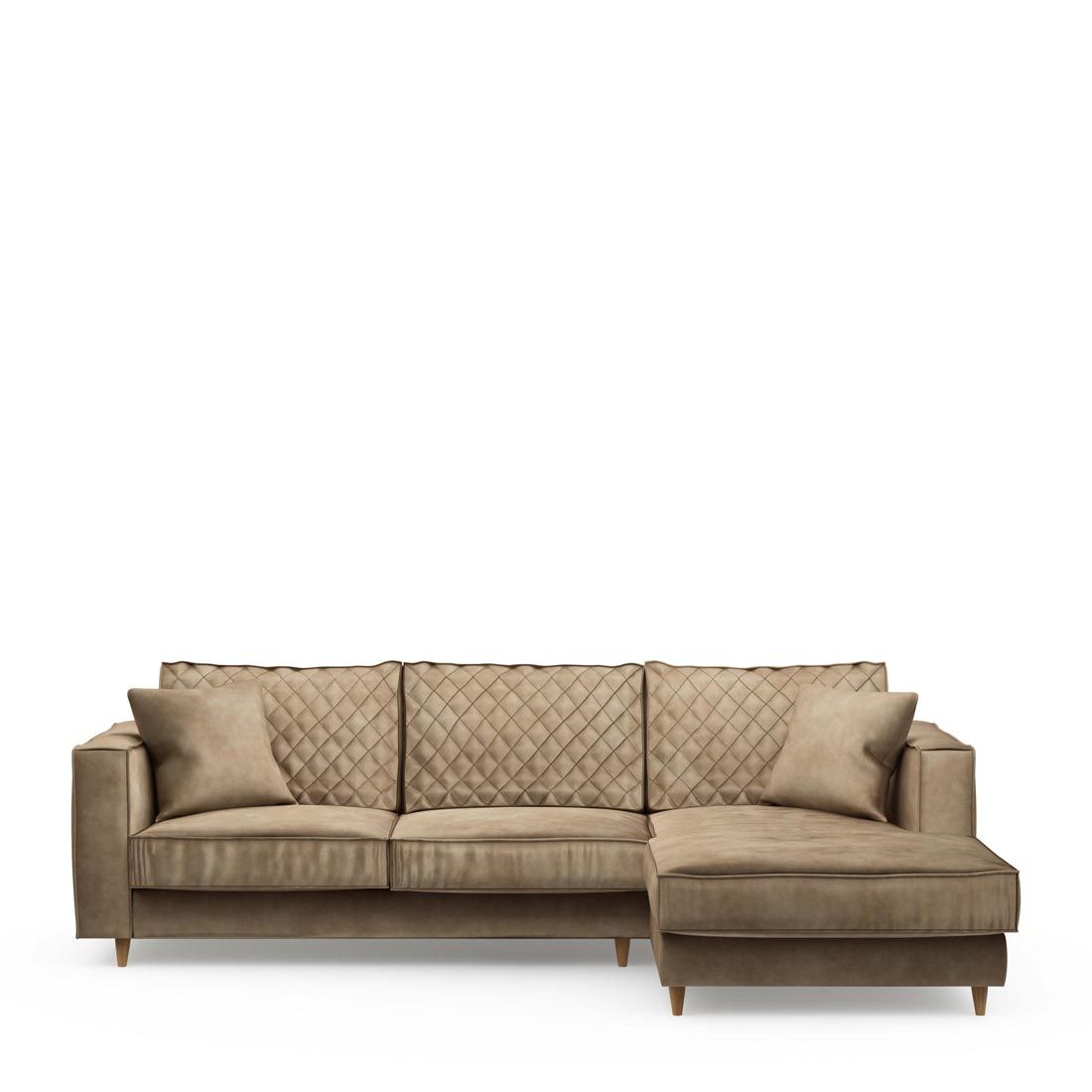 Rivièra Maison: Kendall Sofa with Chaise Longue Right, velvet, golden beige