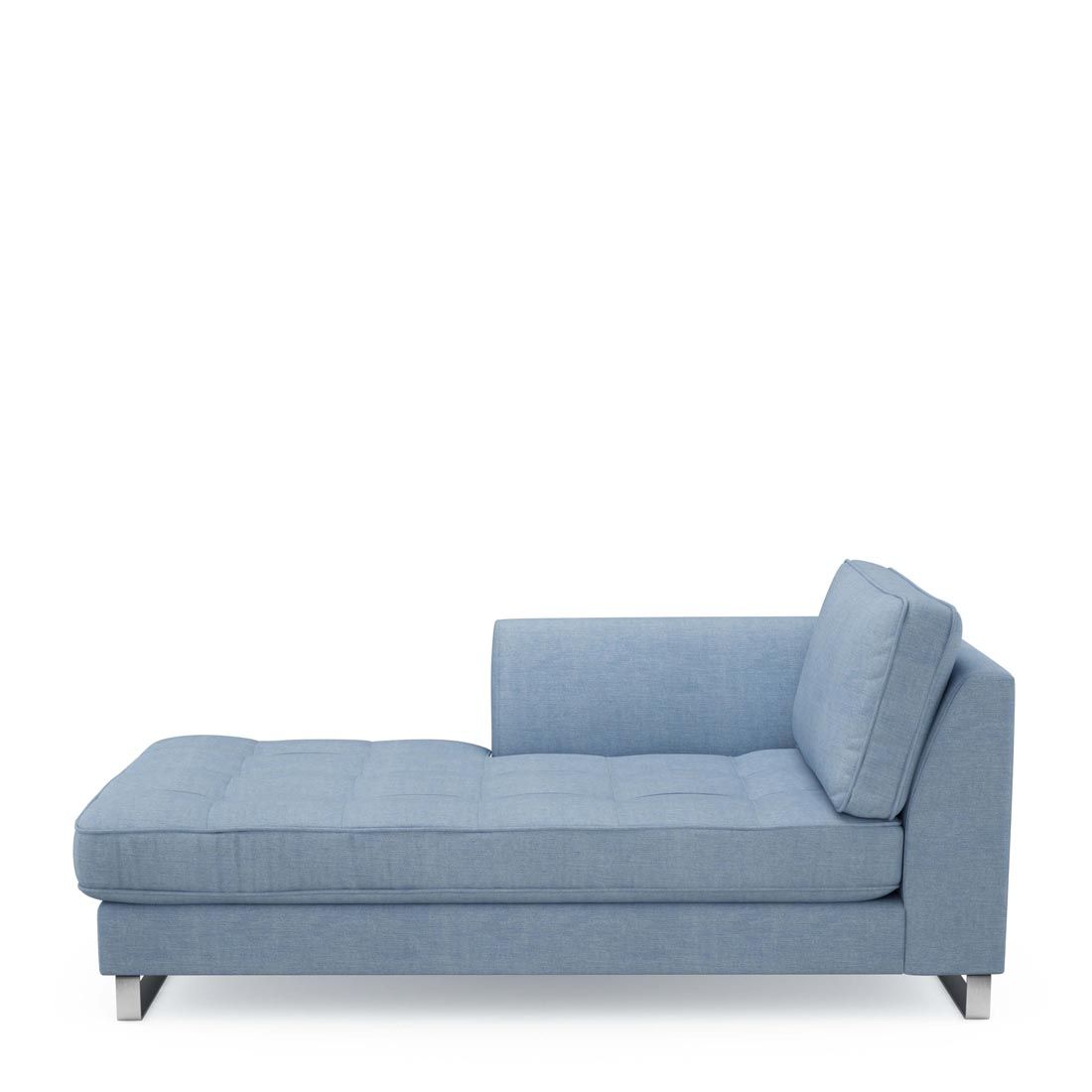 Rivièra Maison: West Houston Chaise Longue Left, washed cotton, ice blue