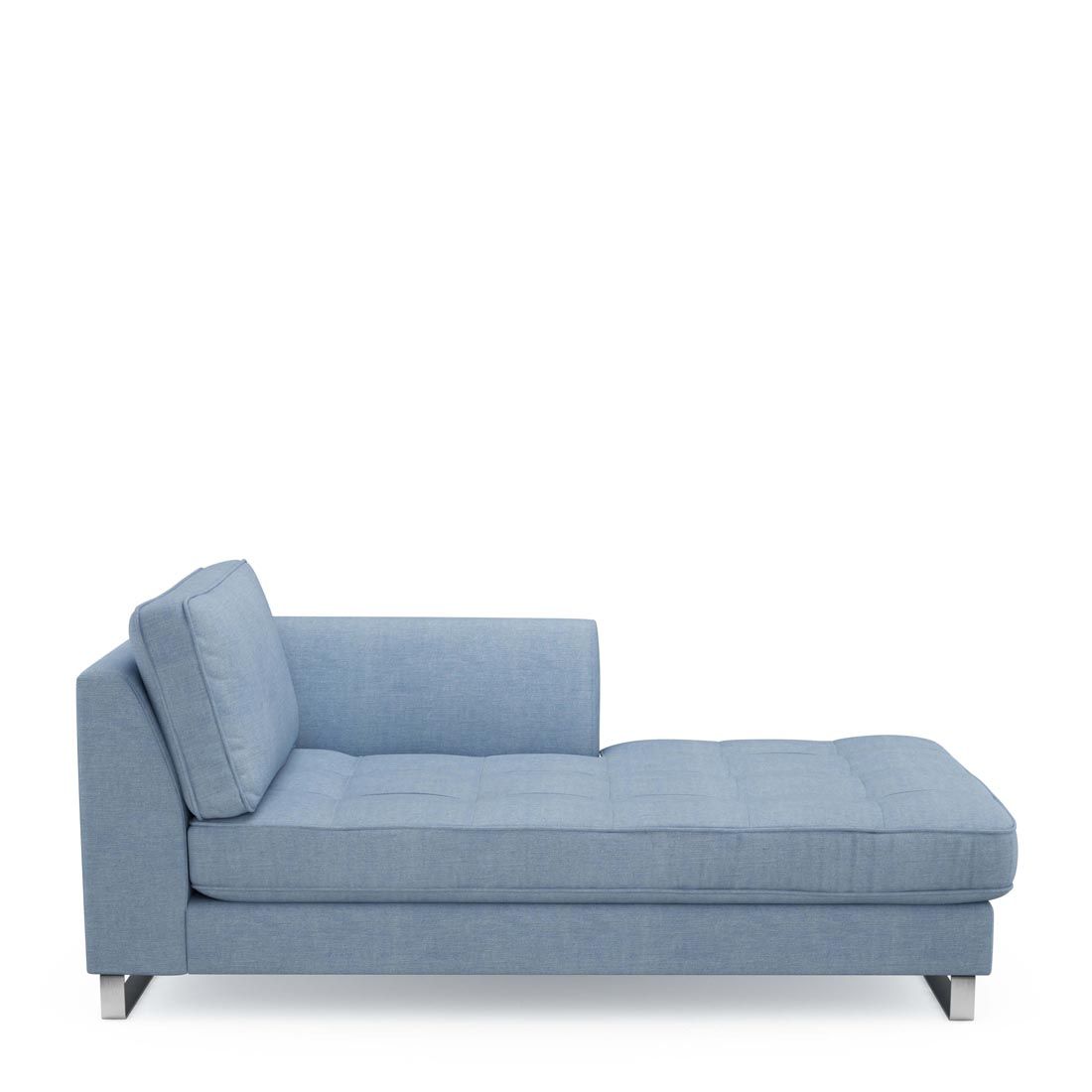 Rivièra Maison: West Houston Chaise Longue Right, washed cotton, ice blue